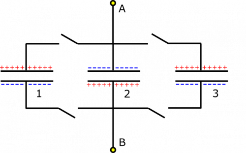 Circuit with Capacitors in Parallel